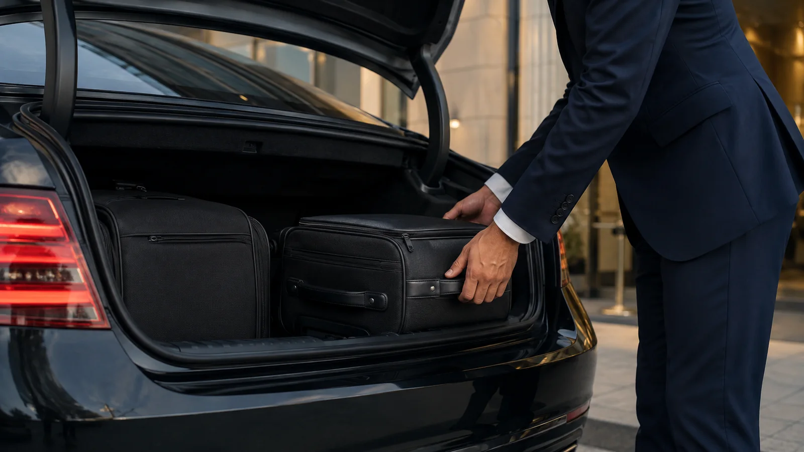 Bagages rangés avec soin par un chauffeur